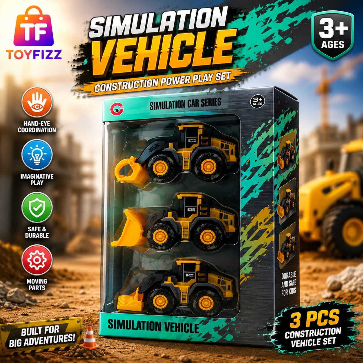 3 Piece Construction Truck Set