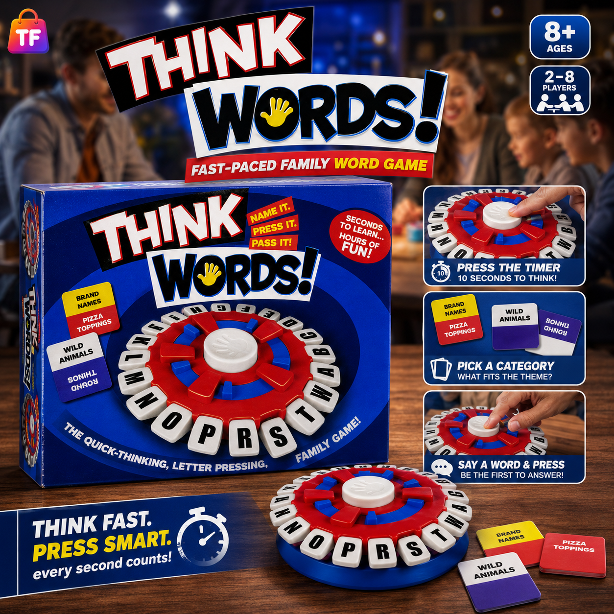 Think Words Letter Matching Board Game