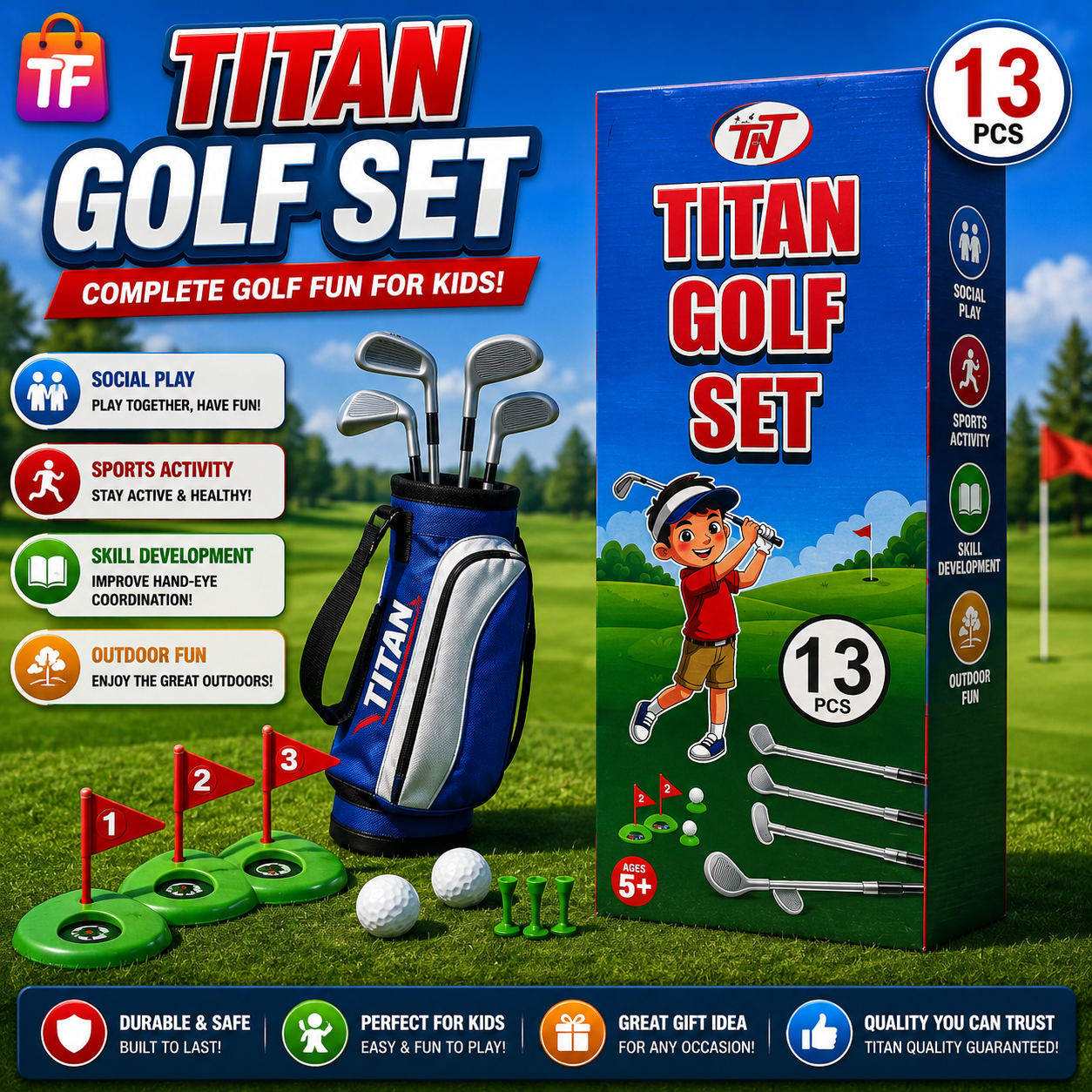 Toys & Toys Titan 13 Piece Golf Play Set