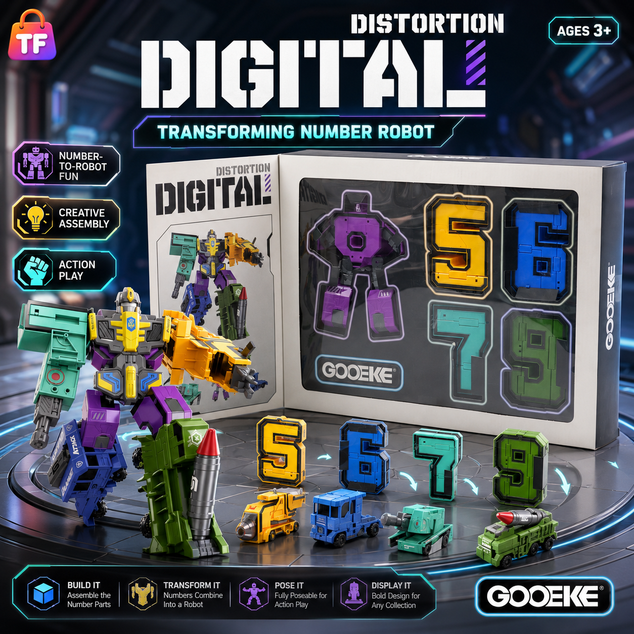 Transforming Number Robot Set