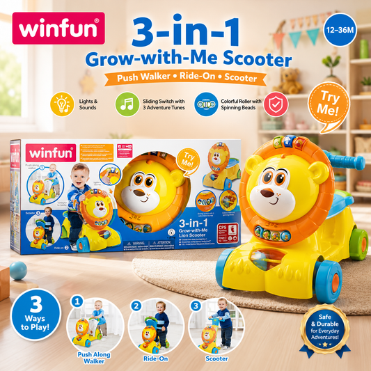 Winfun 3-In1 Grow With Me Lion Scooter