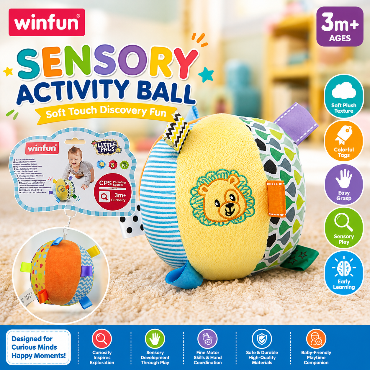 Winfun Caesar The Lion Soft Rattle Ball