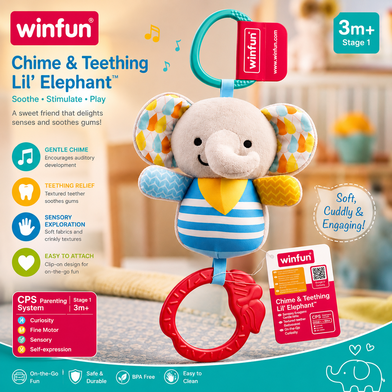 Winfun Chime & Teething Lil Elephant