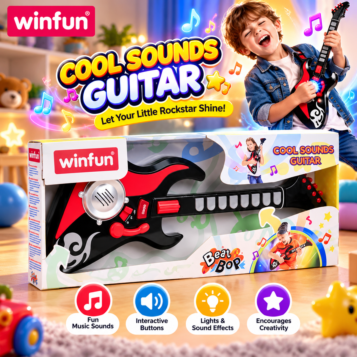 WinFun Cool Sounds Musical Guitar with 8 Keys