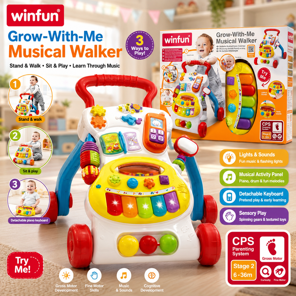 Winfun Grow With Me Musical Walker
