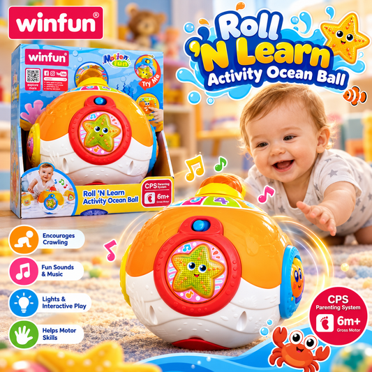 WinFun Roll 'N Learn Activity Ocean Ball with Lights & Music