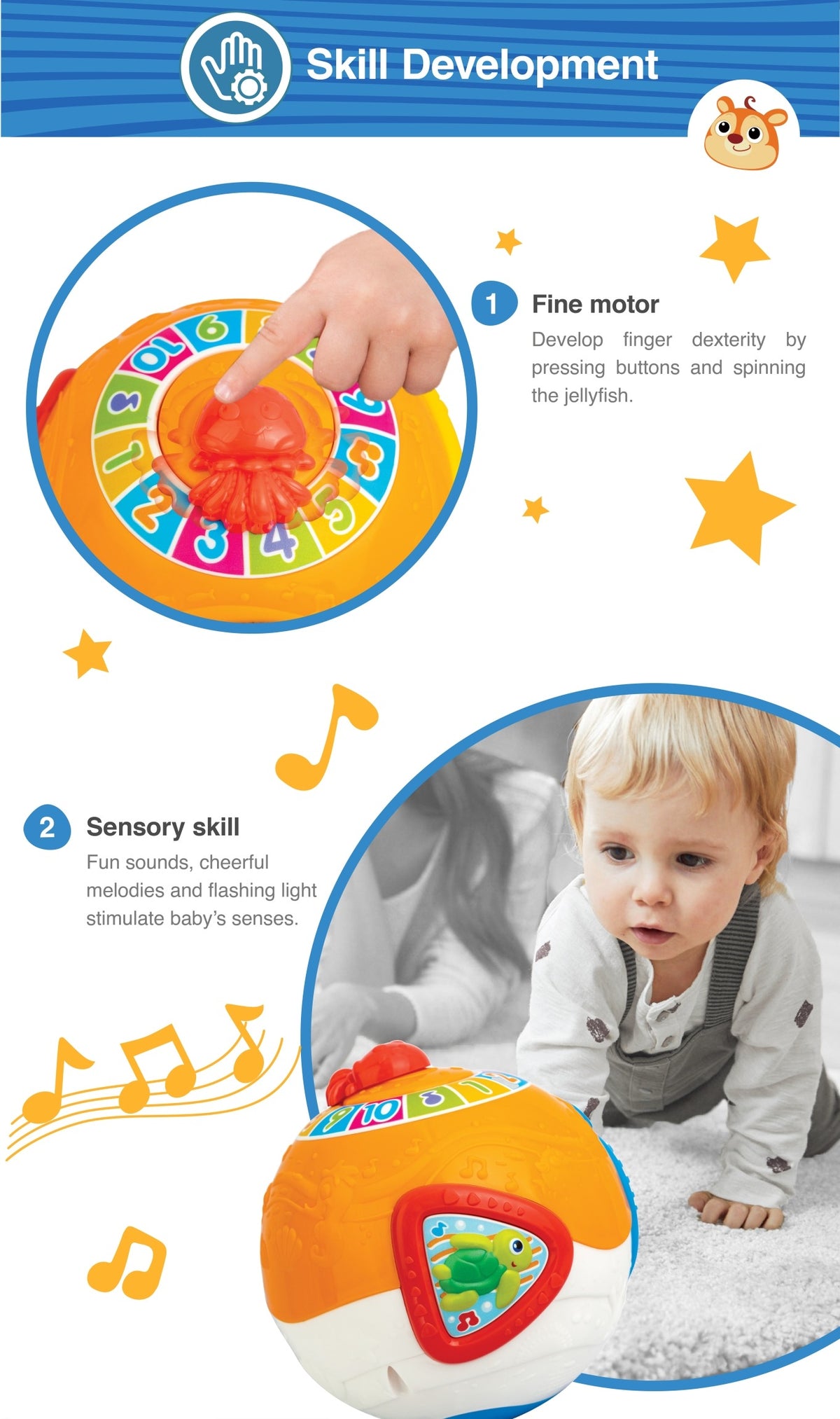 WinFun Roll 'N Learn Activity Ocean Ball with Lights & Music