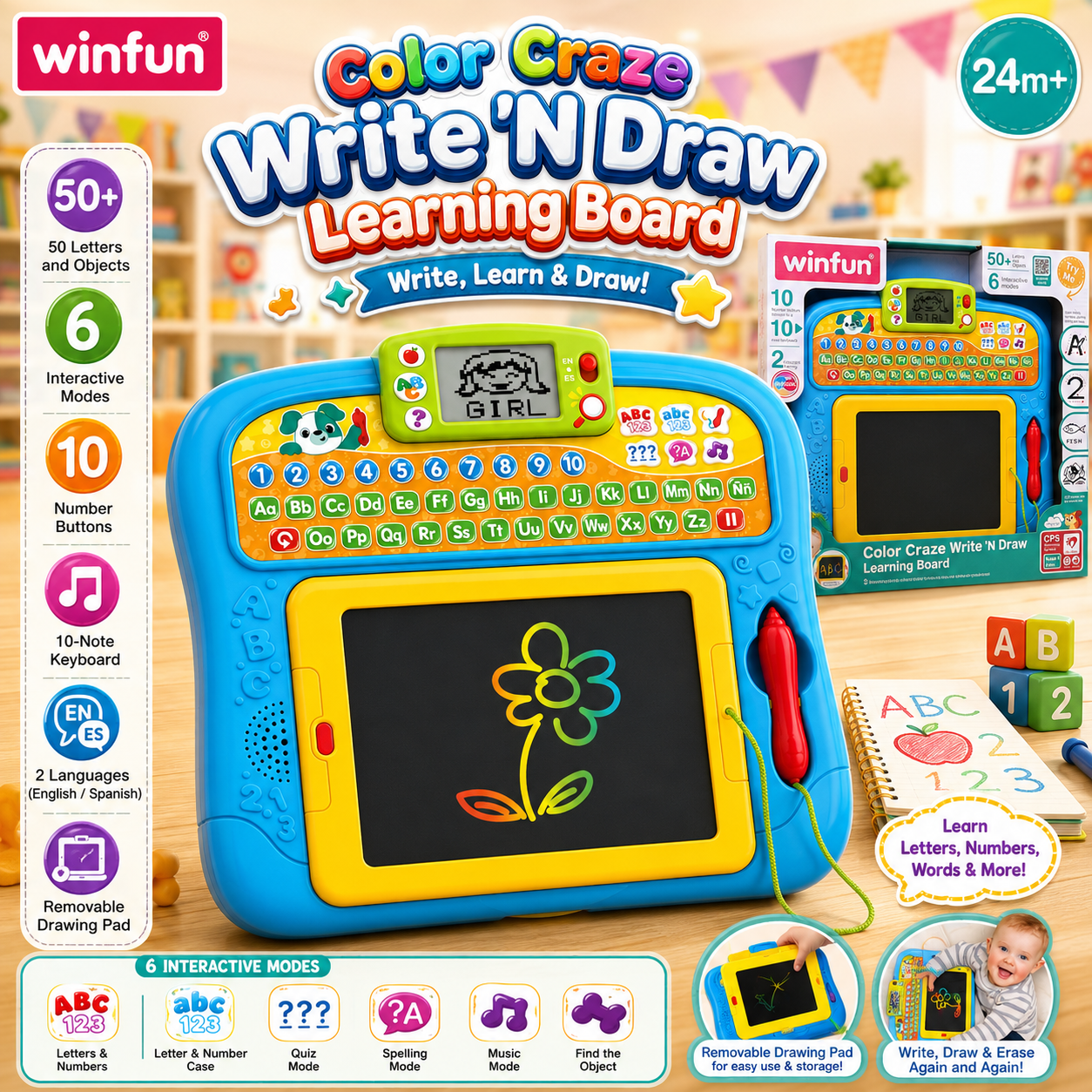 Winfun Write and Draw Learning Board
