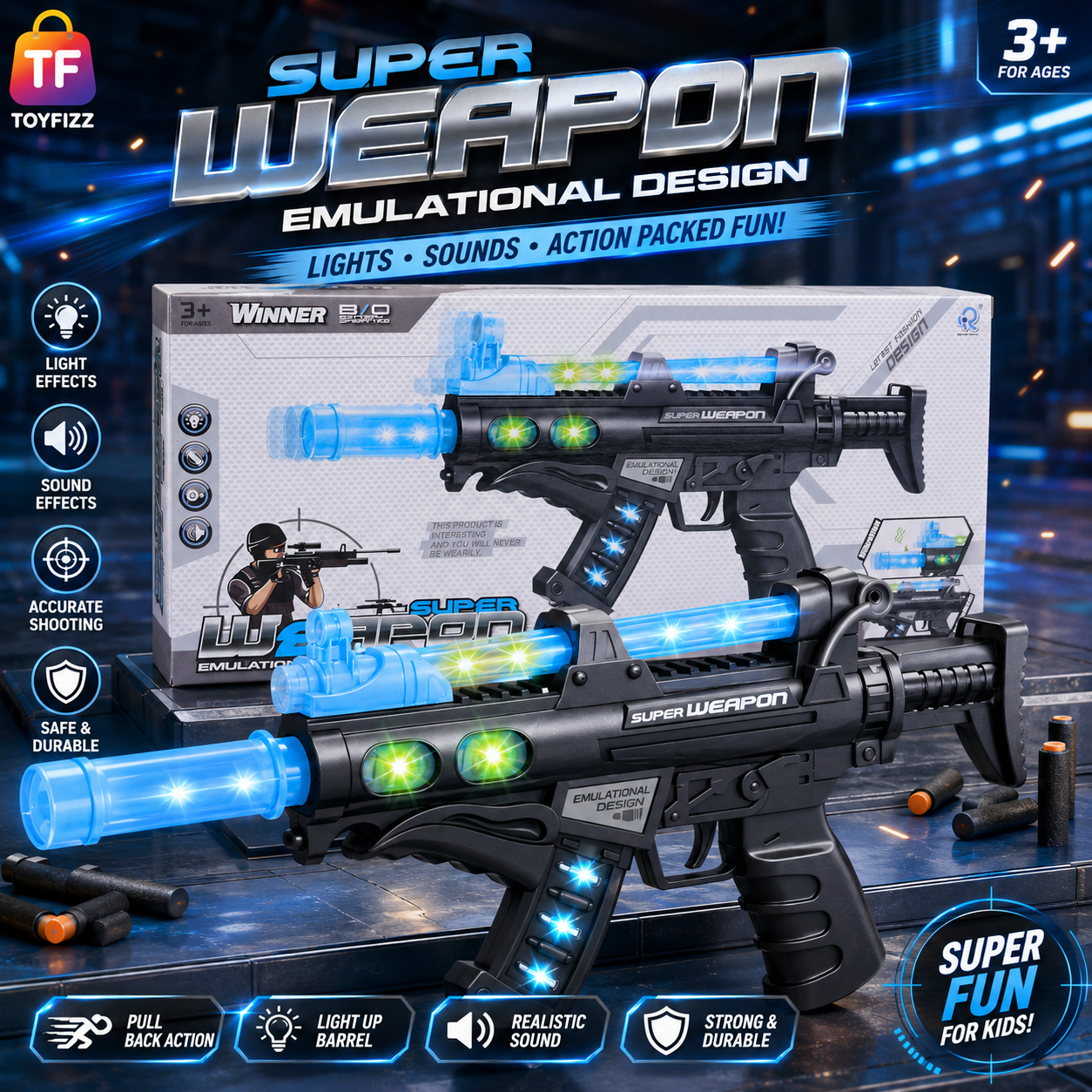 Winner P90 Musical Toy Blaster with Lights - Ages 3+